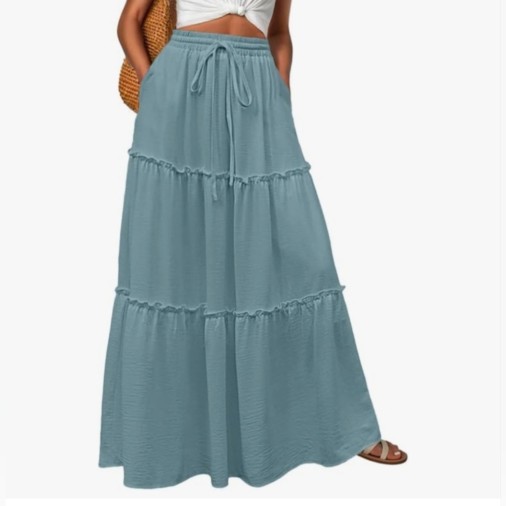 Elegant Blue Maxi Skirt - Picture 3 of 6